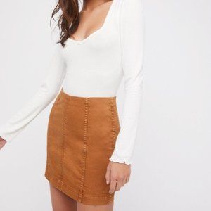 Free People Modern Denim Mini Skirt Tan Size 6